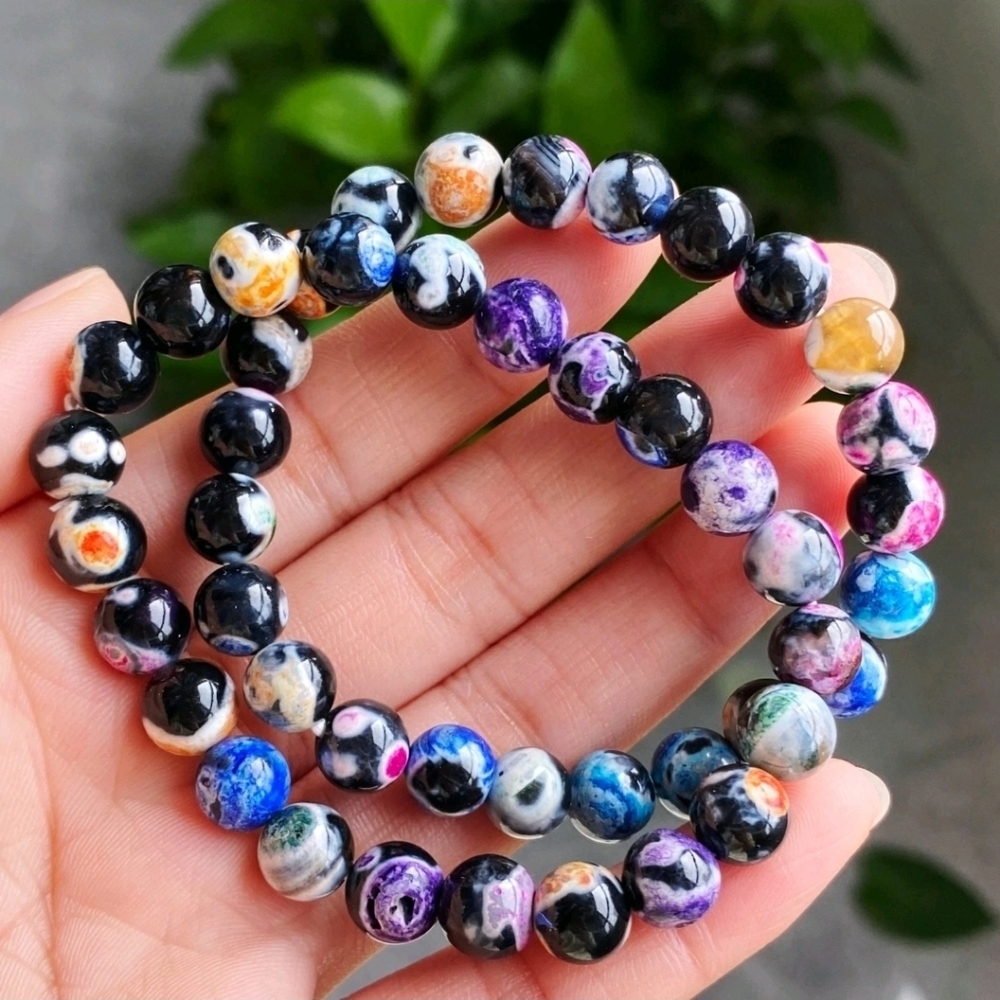 8mm 2pcs Natural Black Gobi Agate Eyes Agate/stone Madagascar Beads Bracelet
